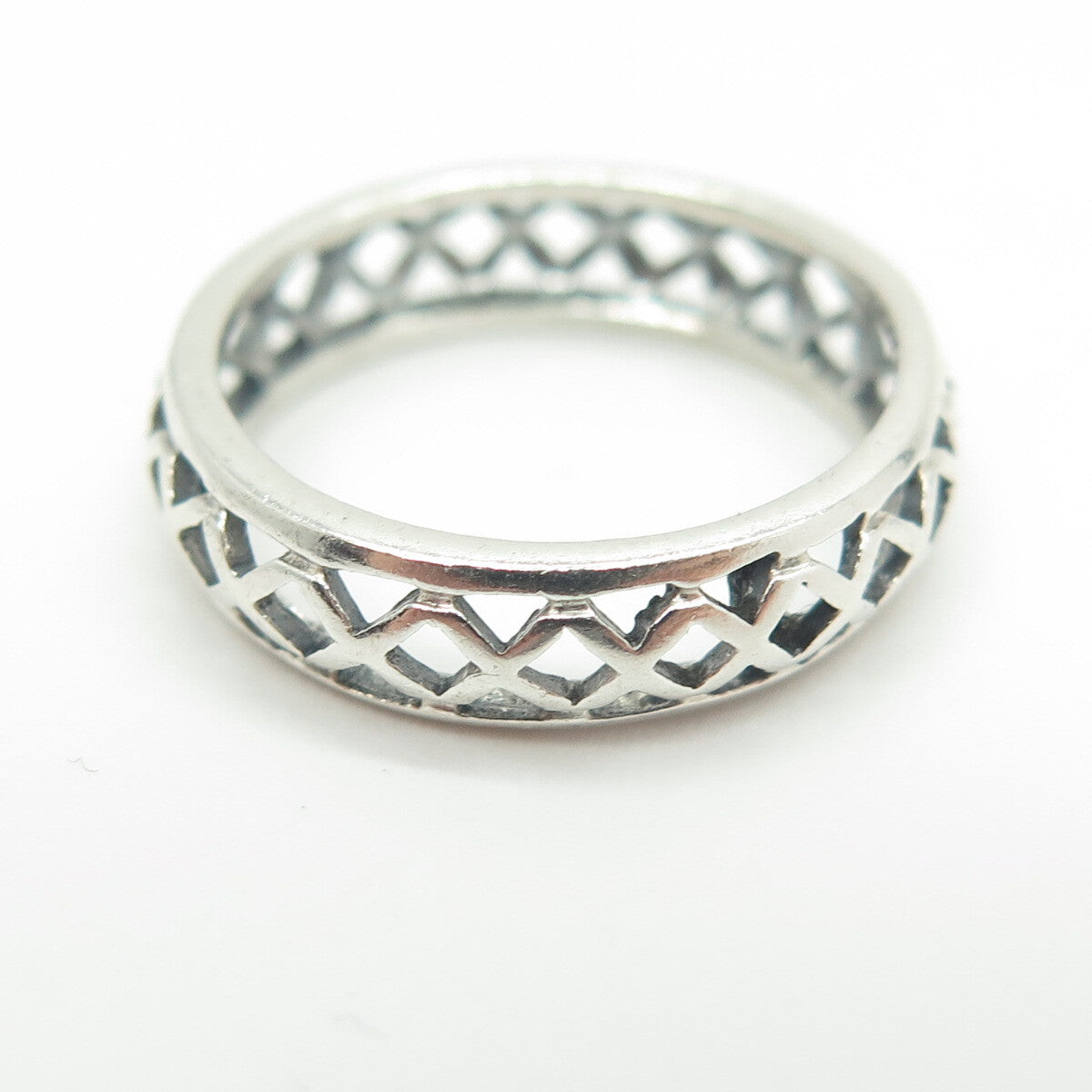 925 Sterling Silver Vintage Cage Band Ring Size 7