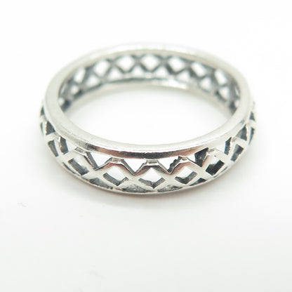 925 Sterling Silver Vintage Cage Band Ring Size 7