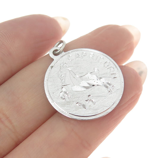 GRIFFITH & SONS 925 Sterling Silver Vintage Capricorn Zodiac Sign Charm Pendant