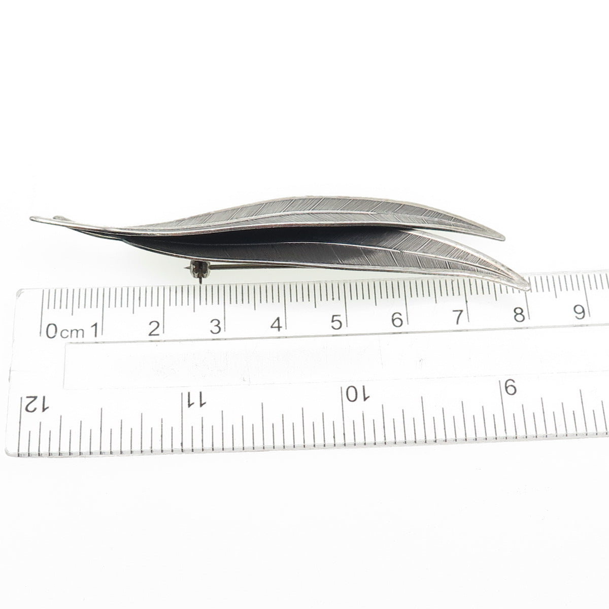BEAU 925 Sterling Silver Vintage Floral Leaf Oxidized Pin Brooch