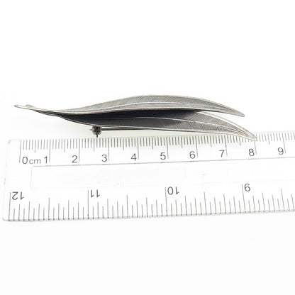 BEAU 925 Sterling Silver Vintage Floral Leaf Oxidized Pin Brooch