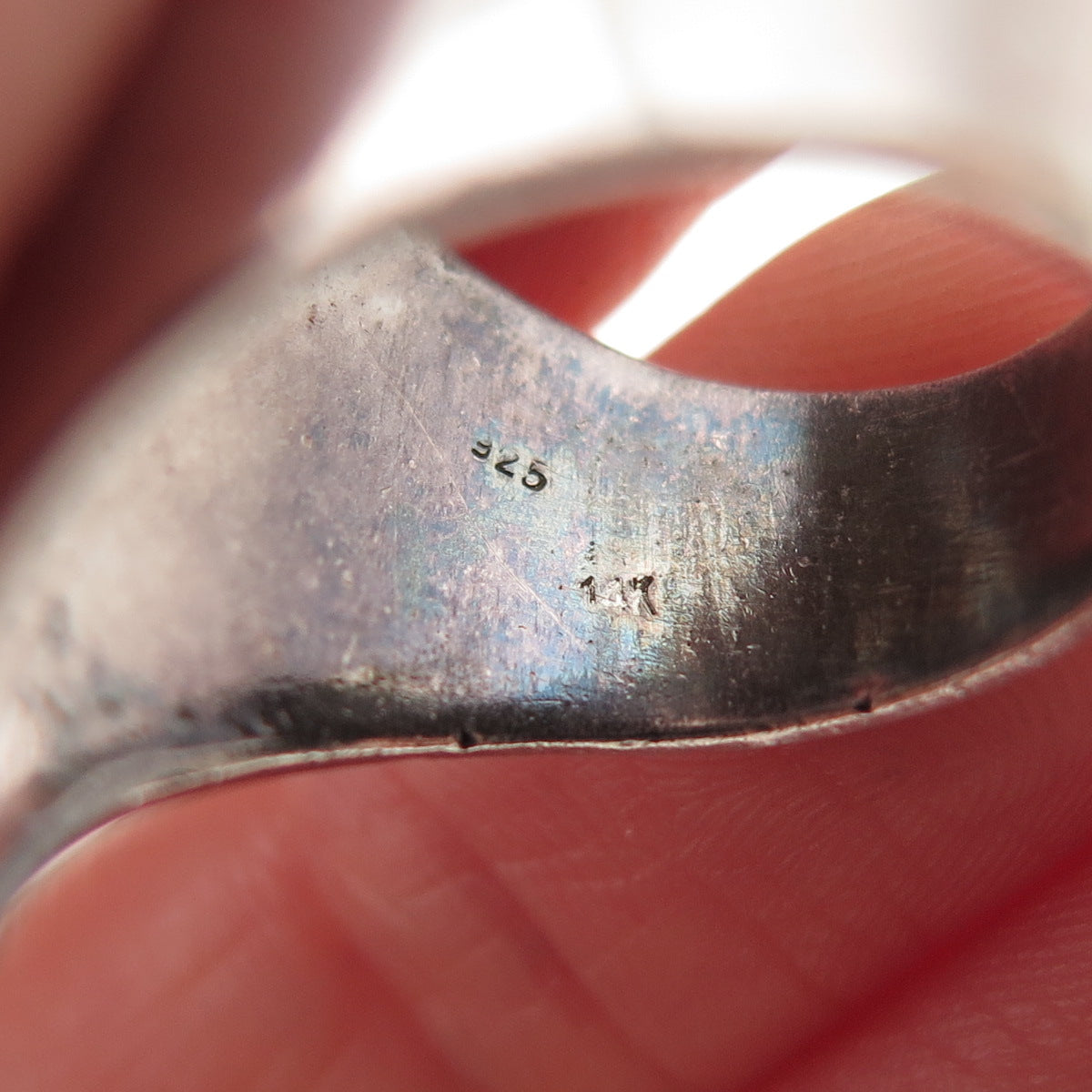 925 Sterling Silver 14K Gold Vintage Modernist Oxidized Ring Size 6.25