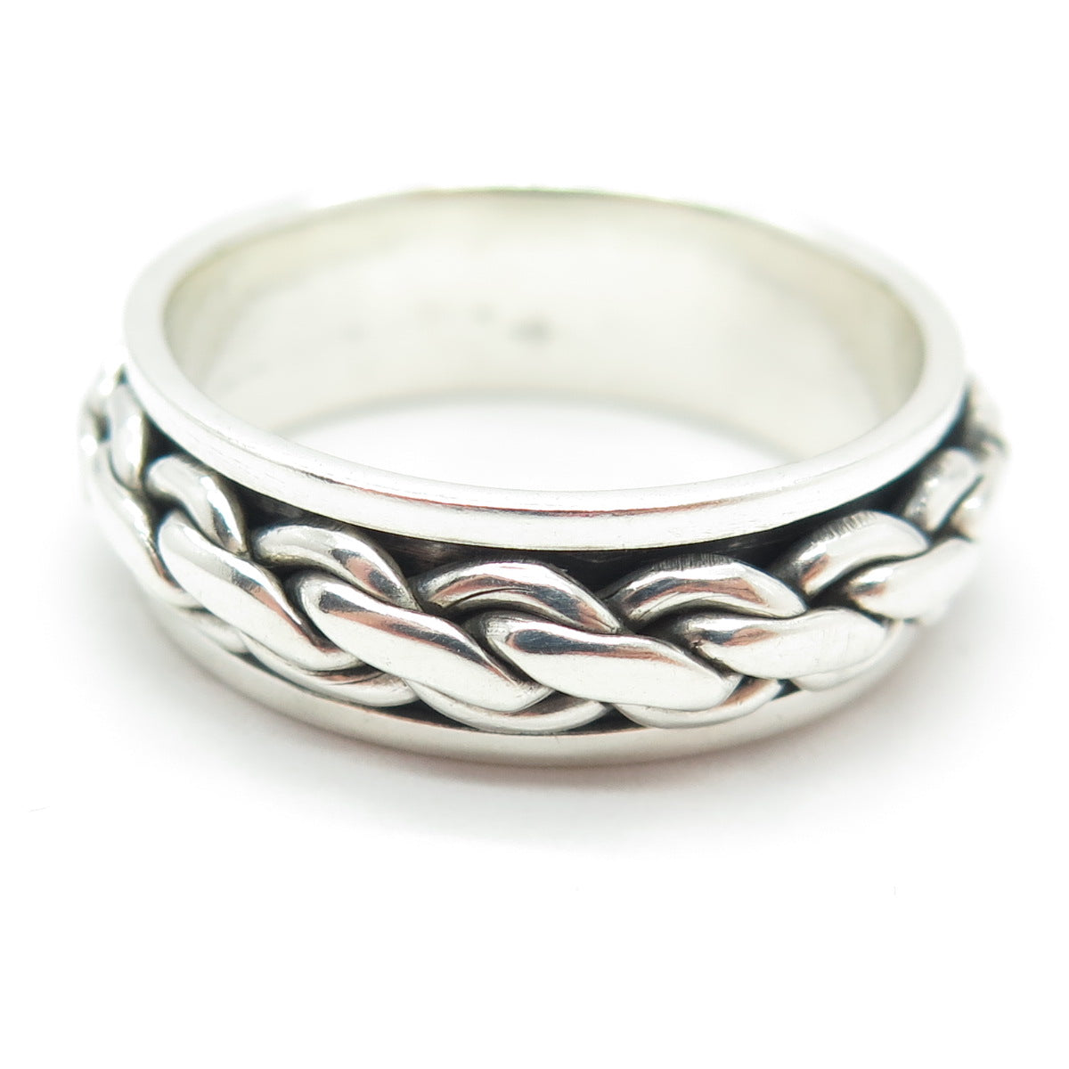 925 Sterling Silver Vintage Braided Oxidized Band Ring Size 13