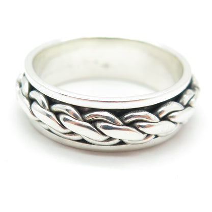 925 Sterling Silver Vintage Braided Oxidized Band Ring Size 13