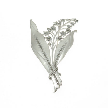 925 Sterling Silver Antique Art Deco PRK Real Marcasite Flower Pin Brooch