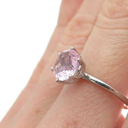DAZZLERS 925 Sterling Silver Round-Cut Nano Pink Topaz Ring Size 7