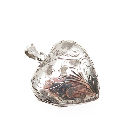 Charles Winston 925 Sterling Silver Vintage Engraved Heart Locket Charm Pendant
