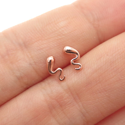 925 Sterling Silver Rose Gold Plated Modernist Zig Zag Stud Earrings