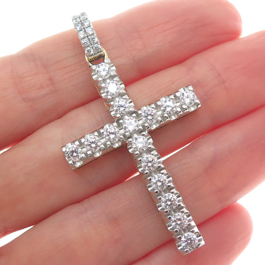 925 Sterling Silver Gold Plated Round-Cut Shaped C Z Cross Pendant