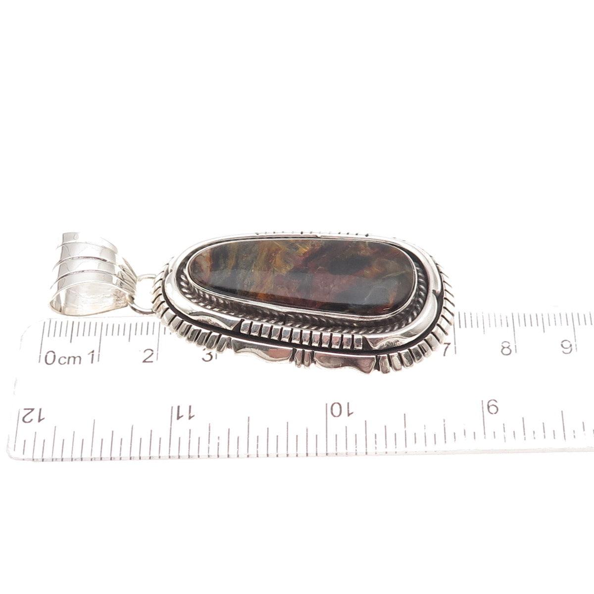 Gary Spencer Navajo Old Pawn Sterling Silver Vintage Tiger Iron Tribal Pendant
