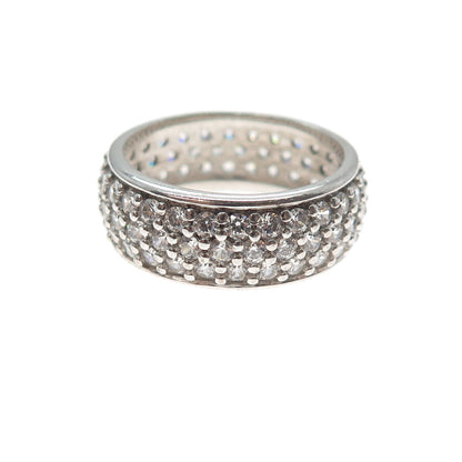 925 Sterling Silver Round-Cut C Z Band Ring Size 8.25