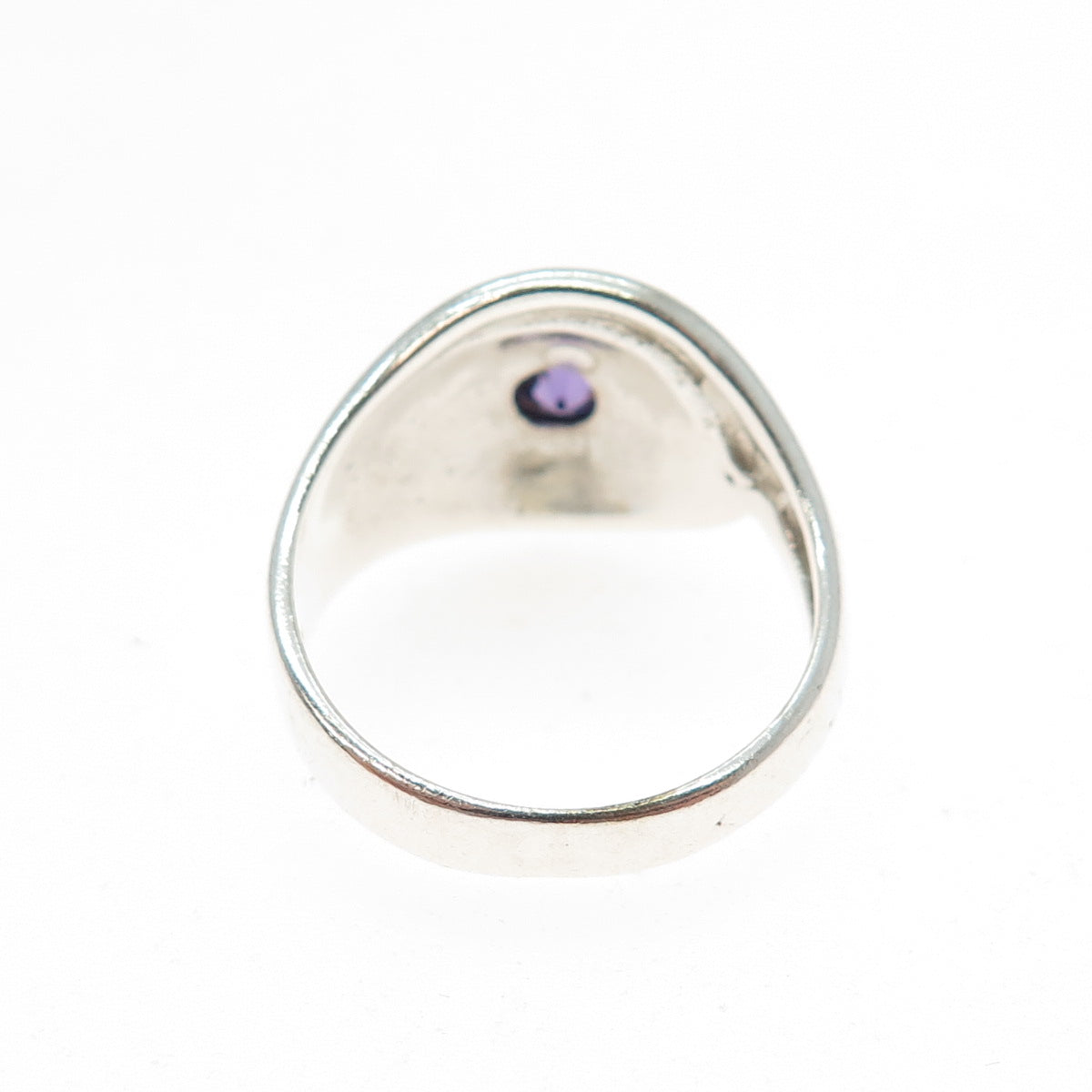 925 Sterling Silver Vintage Nano Amethyst Modernist Ring Size 8