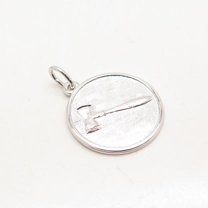 925 Sterling Silver Vintage Judge's Hammer Charm Pendant