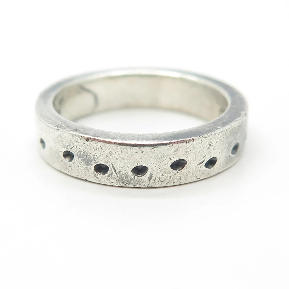 925 Sterling Silver Vintage All Around Dotted Band Ring Size 6.75