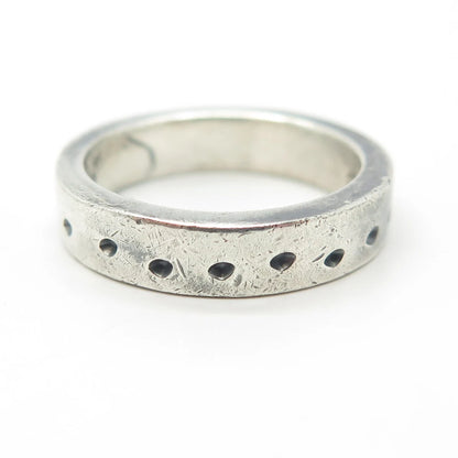 925 Sterling Silver Vintage All Around Dotted Band Ring Size 6.75