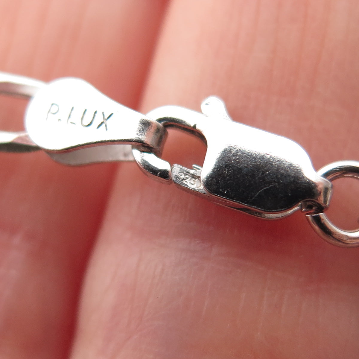 P. LUX 925 Sterling Silver Italy Figaro Chain Necklace 22"