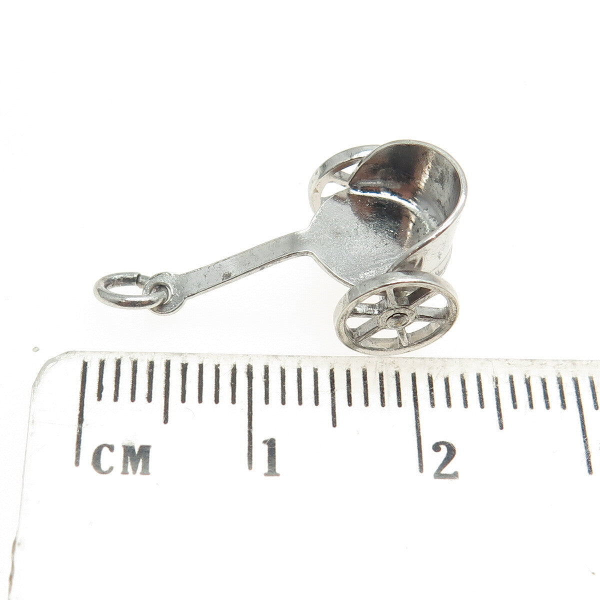 925 Sterling Silver Antique Art Deco Cart 3D Pendant