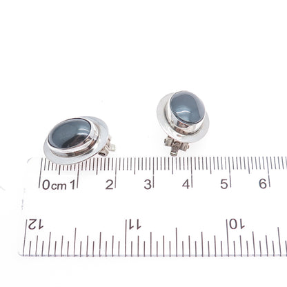 VHC VIDAL CHAVEZ Old Pawn 925 Sterling Silver Vintage Hematite Clip On Earrings