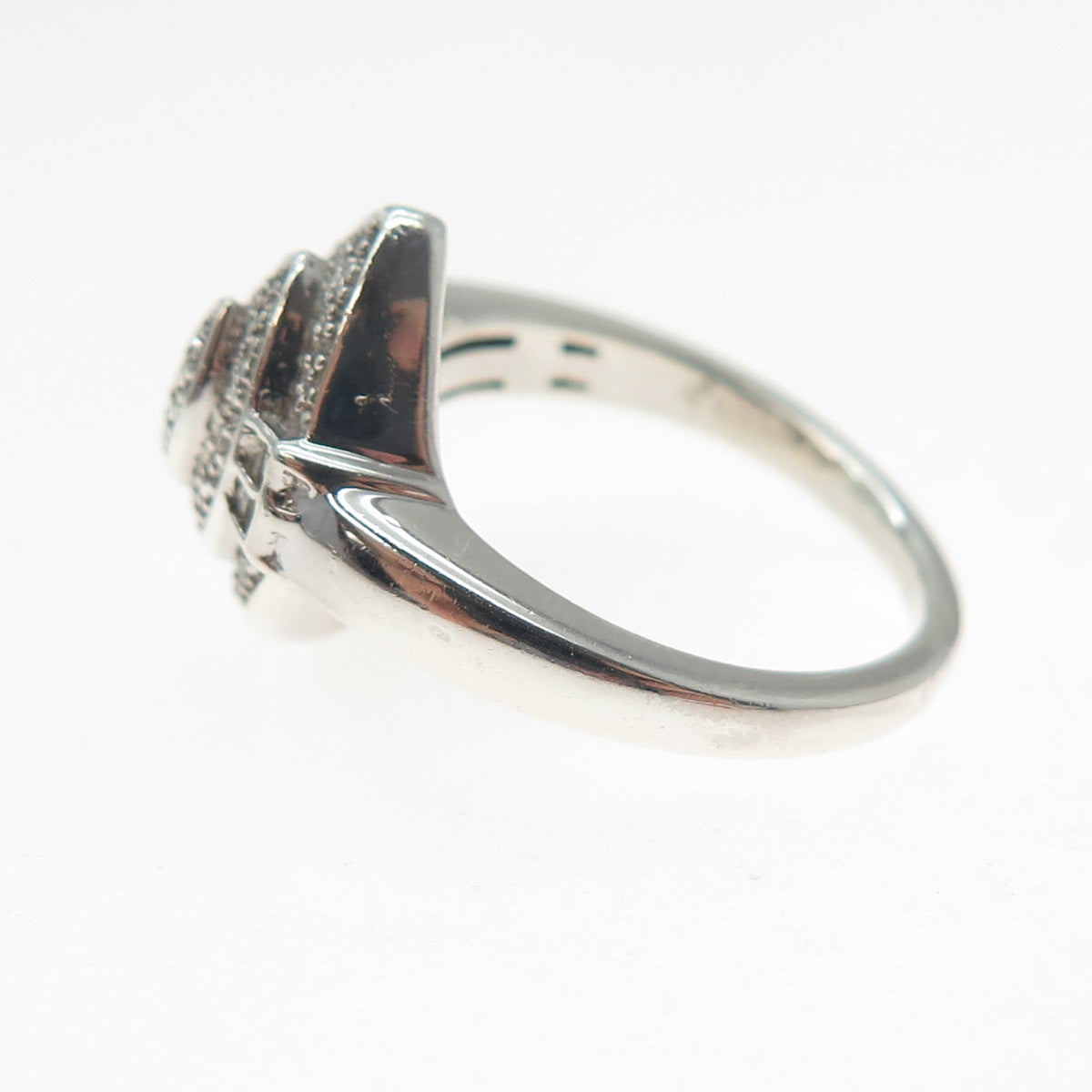 LUCENT LJ 925 Sterling Silver Real Round-Cut Diamond Promise Ring Size 6.5