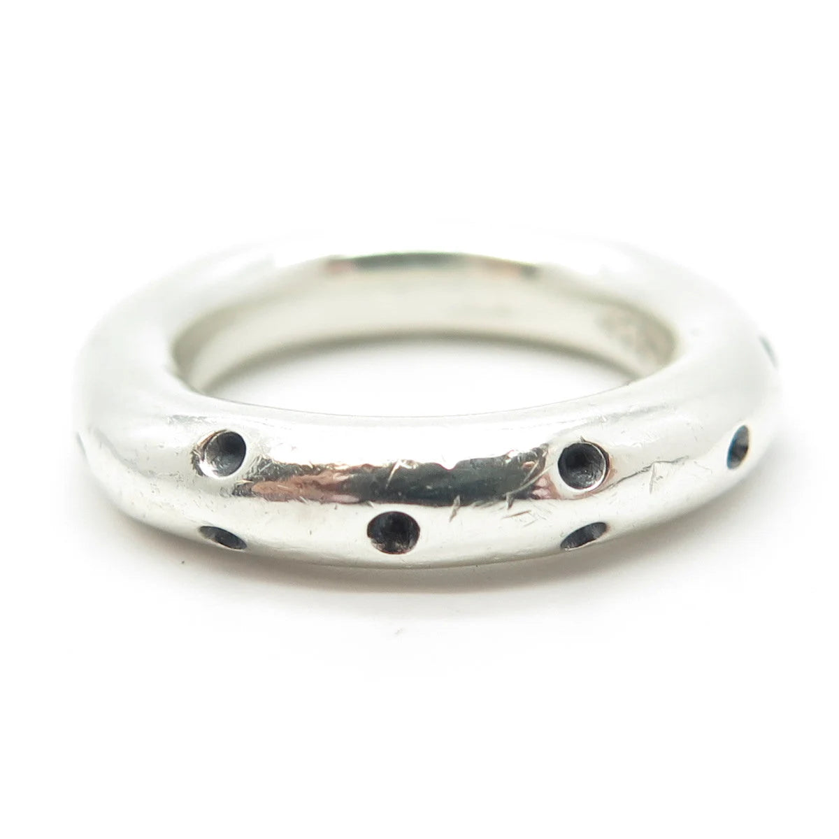 925 Sterling Silver Vintage Dots Band Ring Size 7.25