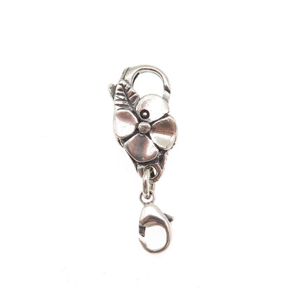 TROLLBEADS LAA 925 Sterling Silver Floral Charm Bracelet Lobster Lock Clasp