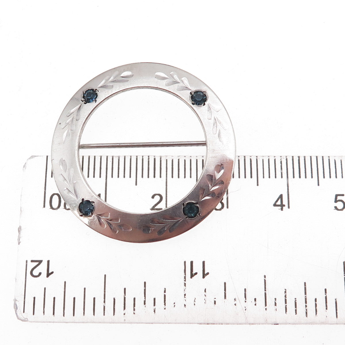 Griffith & Sons Sterling Silver Antique Art Deco Rhinestone Circle Pin Brooch