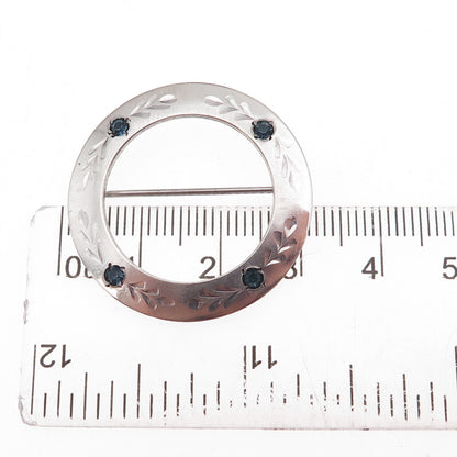 Griffith & Sons Sterling Silver Antique Art Deco Rhinestone Circle Pin Brooch