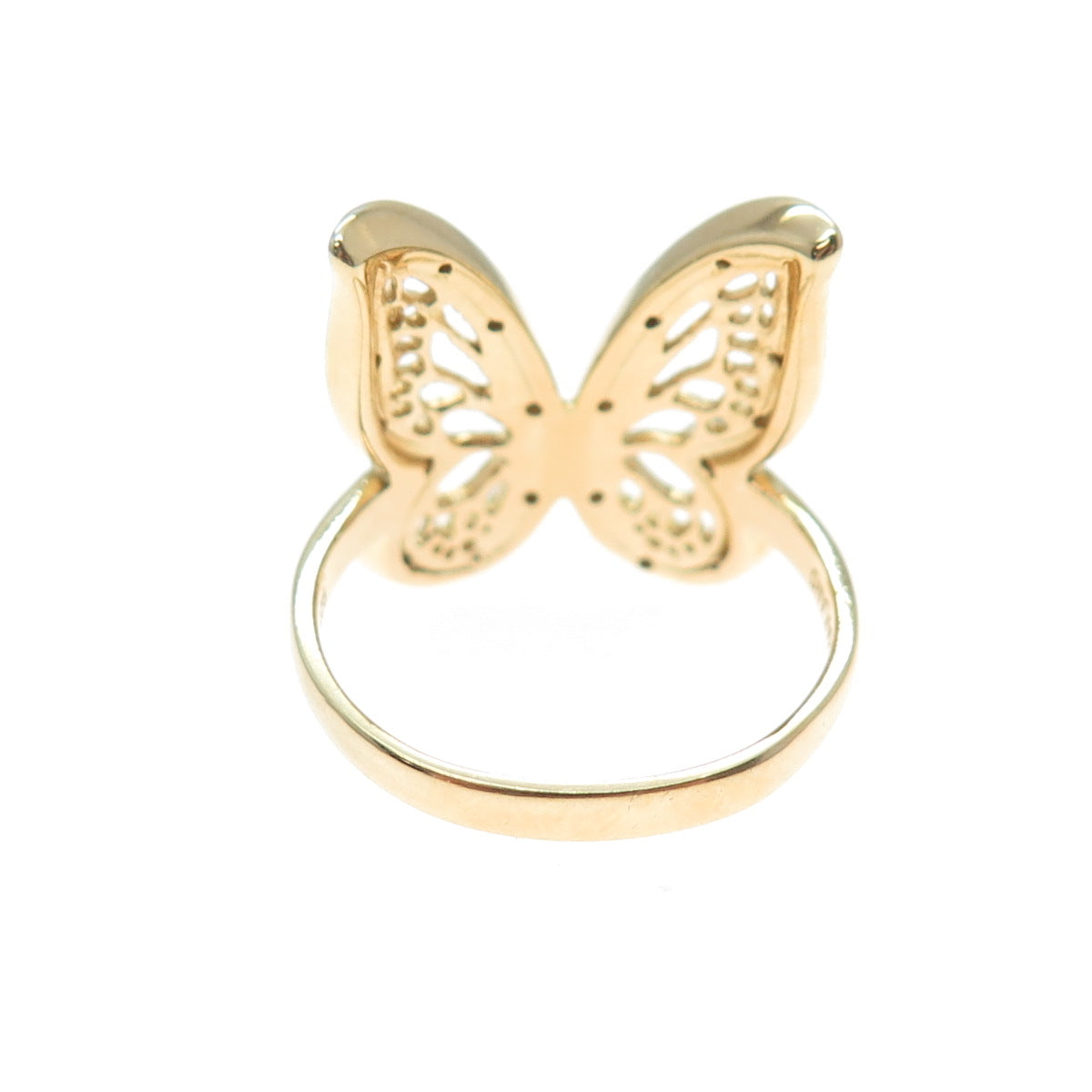 DBJ DEE BERKLE Sterling Silver Gold Plated Real Diamond Butterfly Ring Size 10