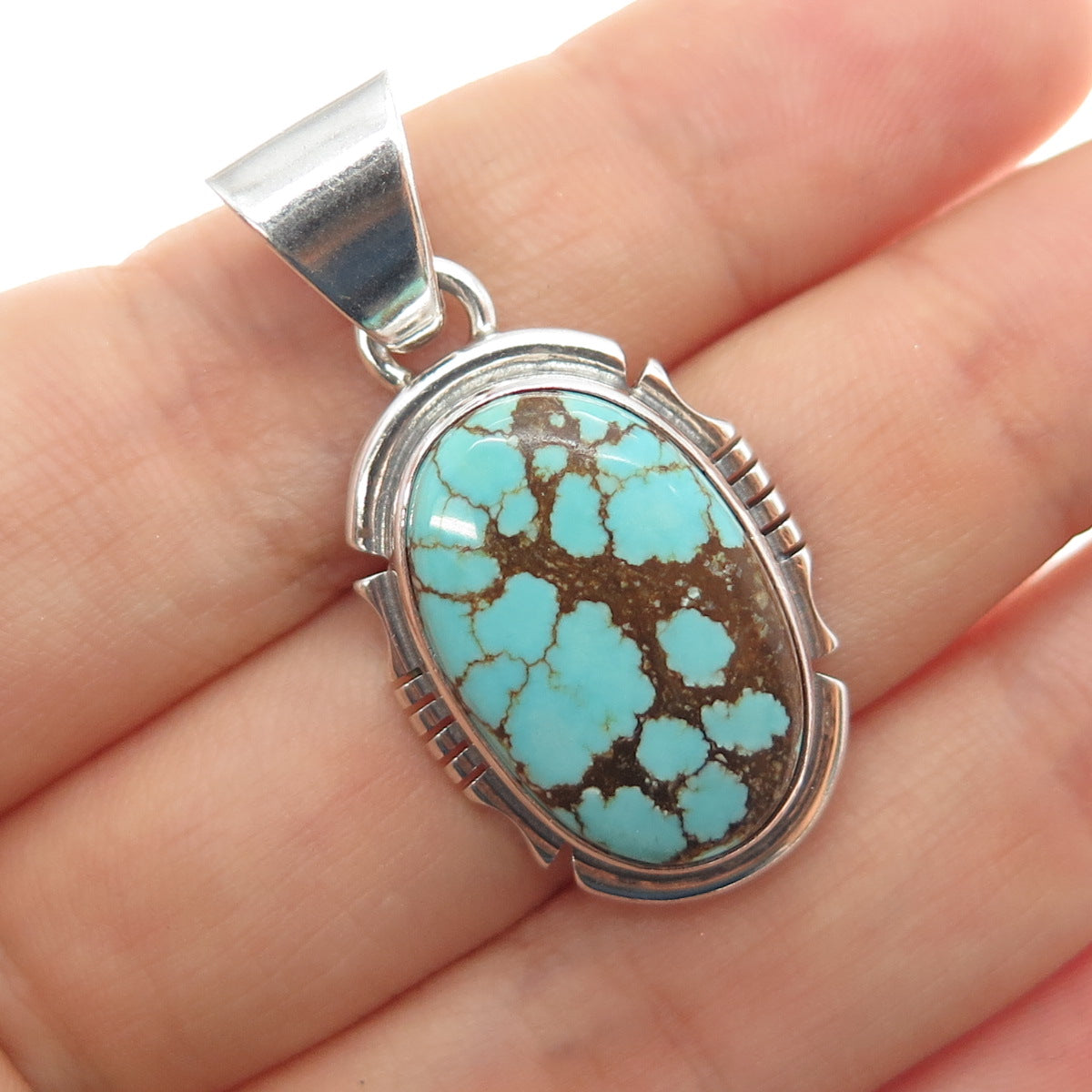 Arkie Nelson Navajo Old Pawn Sterling Silver Vintage Turquoise Tribal Pendant