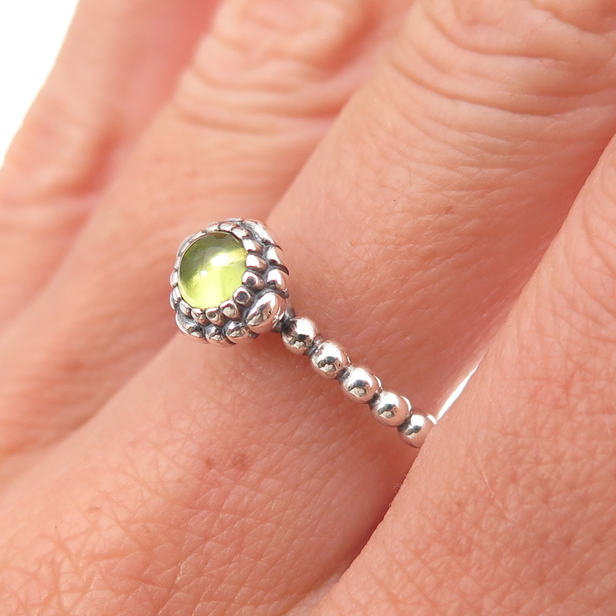 Pandora 925 Sterling Silver Real Peridot August Birthday Blooms Ring Size 9.25