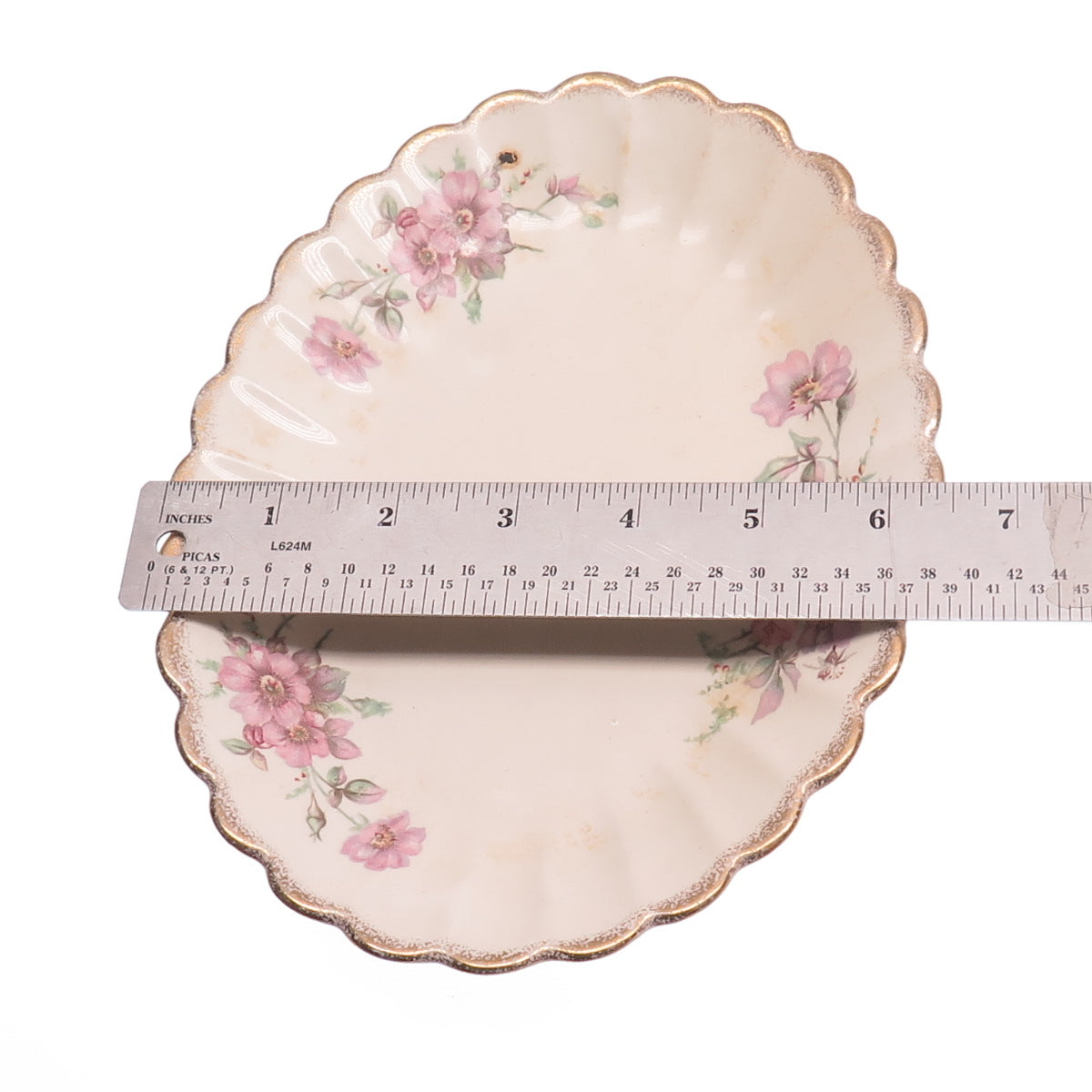 LIMOGES Antique Warranted 22K Gold 3K G-F. W. Wild Rose Porcelain Serving Plate