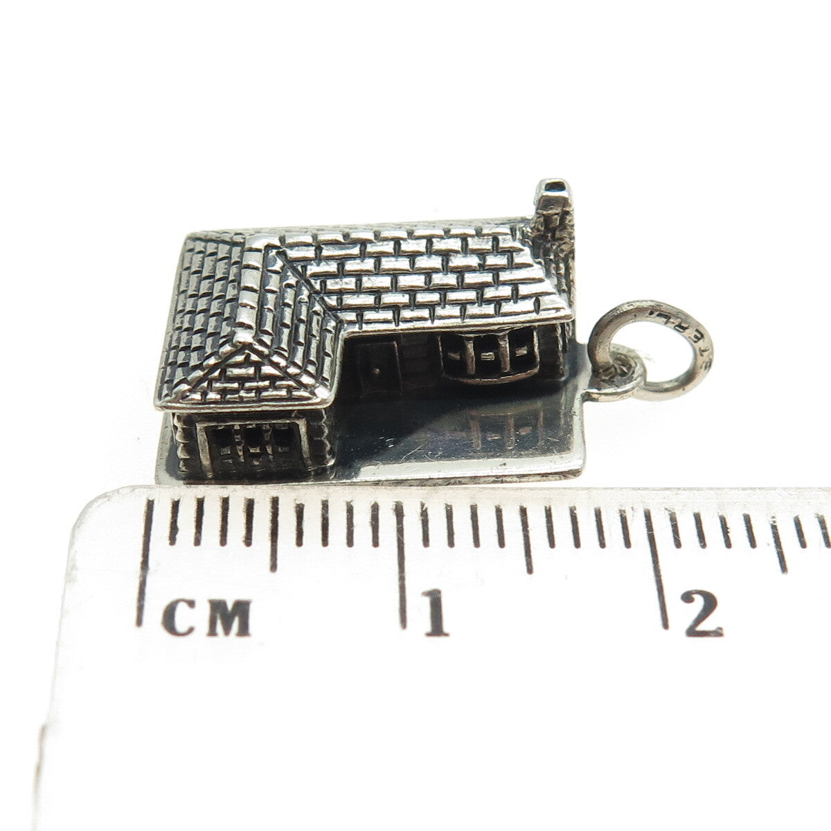 BEAU 925 Sterling Silver Antique Art Deco 3D Village House Pendant