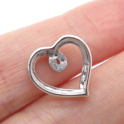 CHARLES WINSTON 925 Sterling Real Diamond Heart Minimalist Slide Pendant