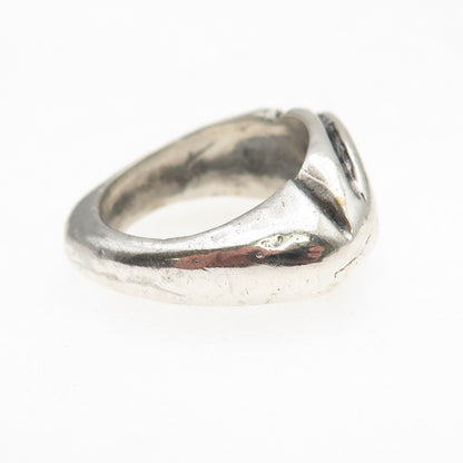 925 Sterling Silver Vintage Modernist Oxidized Ring Size 7