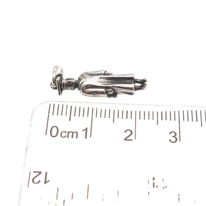Wells 925 Sterling Silver Vintage Graduate Student Oxidized 3D Charm Pendant