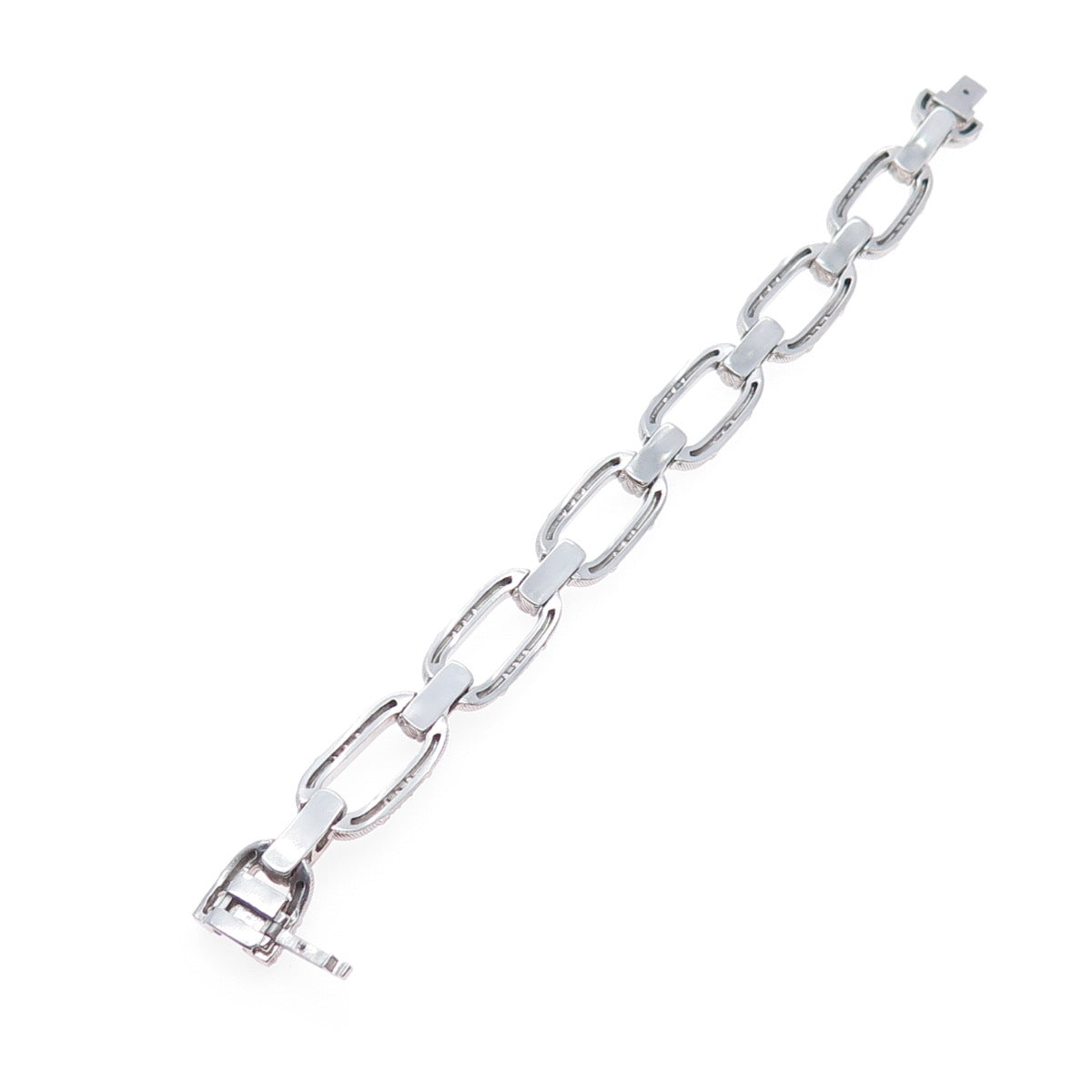 JUDITH RIPKA 925 Sterling Silver Round-Cut C Z Paperclip Link Bracelet 6.5"