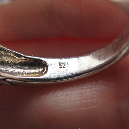 925 Sterling Silver Vintage Ethnic Oxidized Bar Dome Ring Size 6