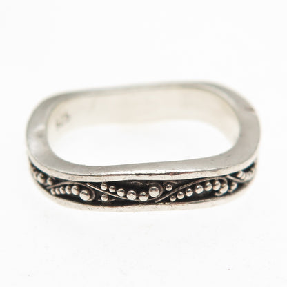 Lois Hill 925 Sterling Silver Vintage Granulated Wavy Oxidized Band Ring Size 9
