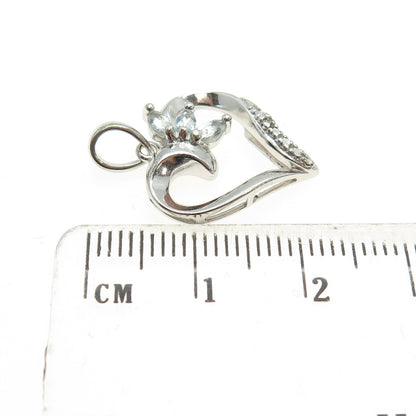 ROSS SIMONS 925 Sterling Silver Diamond Accent & Blue Topaz Heart Mini Pendant