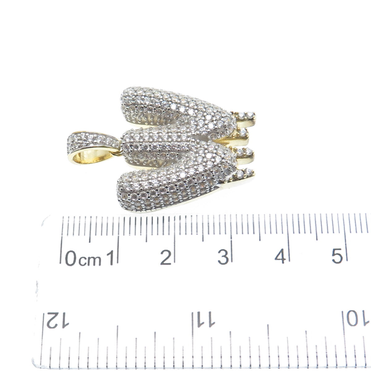 925 Sterling Silver Gold Plated Round-Cut Shaped C Z Letter W Sparkle Pendant