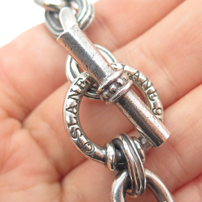 SLANE & SLANE 925 Sterling Silver Vintage Cable Link Oxidized Bracelet 6.25"