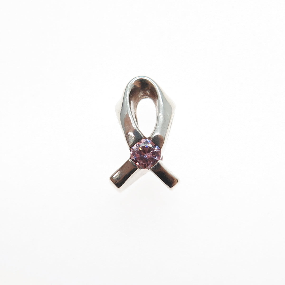 CHAMILIA 925 Sterling Silver Pink C Z Give Back Breast Cancer Slide Bead Charm