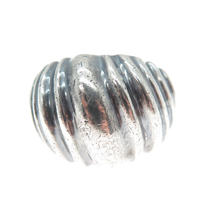 925 Sterling Silver Vintage Modernist Ribbed Dome Oxidized Ring Size 6.25