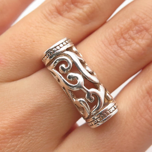 925 Sterling Silver Vintage Ornate Bar Ring Size 7