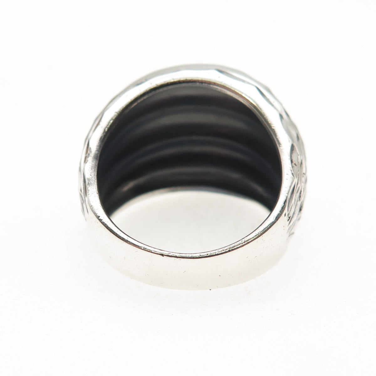 Chapal Zenray 925 Sterling Silver Vintage Modernist Ribbed Oxidized Ring Size 7
