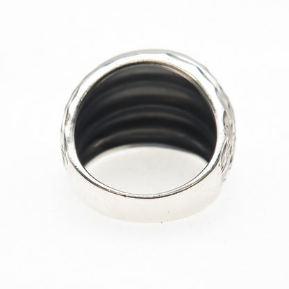 Chapal Zenray 925 Sterling Silver Vintage Modernist Ribbed Oxidized Ring Size 7