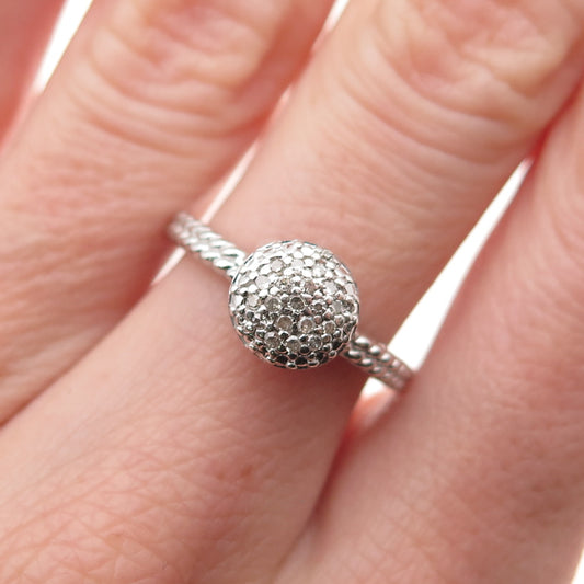 HN Heng Ngai 925 Sterling Silver Real Round-Cut Diamond Ring Size 6