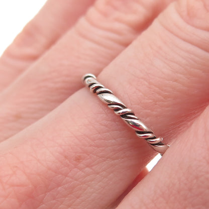 925 Sterling Silver Vintage Twisted Stackable Oxidized Band Ring Size 6.75