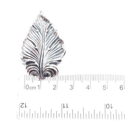 JEWELART 925 Sterling Silver Vintage Floral Leaf Oxidized Pin Brooch