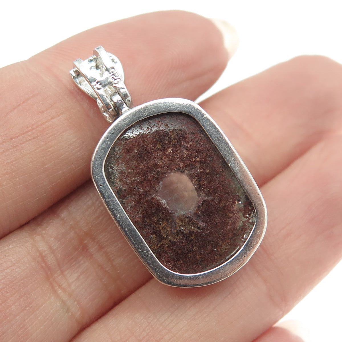 CHATEAU D'ARGENT 925 Sterling Silver Real Green & Red Lodolite Gem Pendant